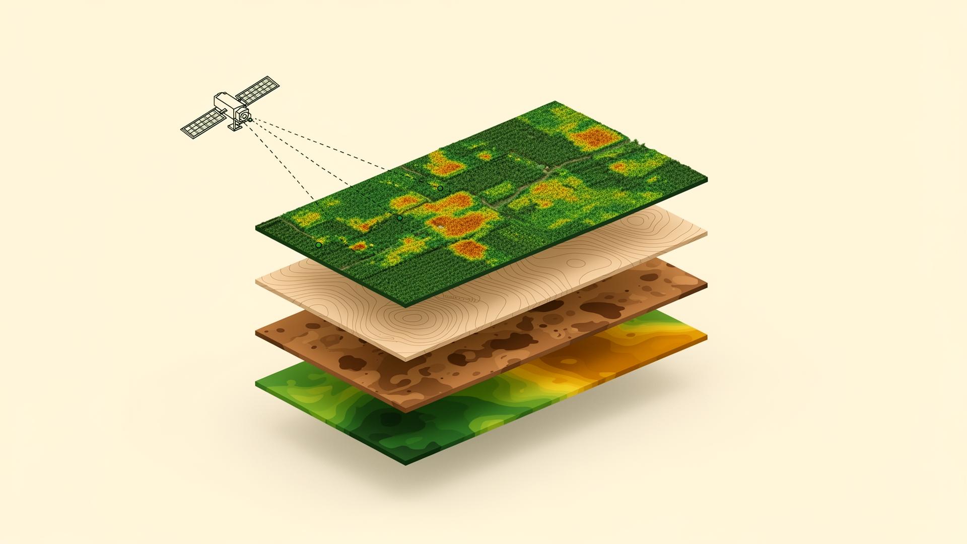 Layered diagnostic stack: vegetation, topography, soil properties, and soil health potential